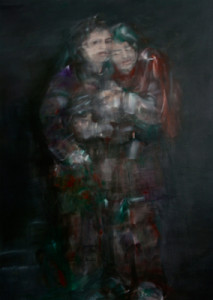 Photograph of British artist Hilary Barry's painting in oil on canvas, titled "From Shade to Shade". Size 142 x 168 cm.