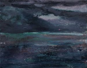 Photograph of British artist Hilary Barry's painting in oil, titled "Night Wonder". Size 36 x 28 cm.
