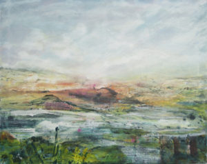 Photograph of British artist Hilary Barry's painting in oil, titled "No Return". Size 72 x 60 cms.