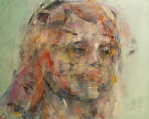 Photograph of British artist Hilary Barry's painting in oil, titled "Not Sweet To Be Under". Size (60 x 73 cm)