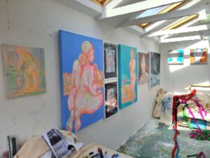 Photograph of the interior of Hilary Barry's studio. 