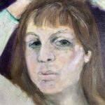 Photo of British artist Hilary Barry's painting "Sussed" (oil on canvas, 30 x 40 cm)