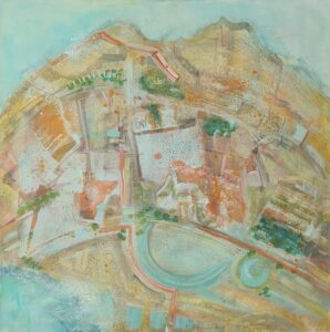 Contemporary aerial andscape in oil on canvas.