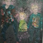 Photograph of British artist Hilary Barry's painting in oil on canvas, titled "We're Gonna Change the World". Size 122 x 183 cm. Part of the "Superhero" series of 4 paintings.