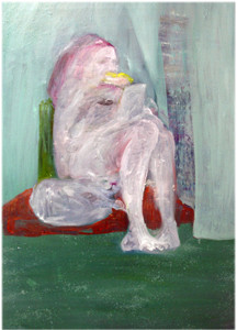 Photograph of British artist Hilary Barry's painting in oil on canvas, titled "This Eve". Size 91 x 61 cm.